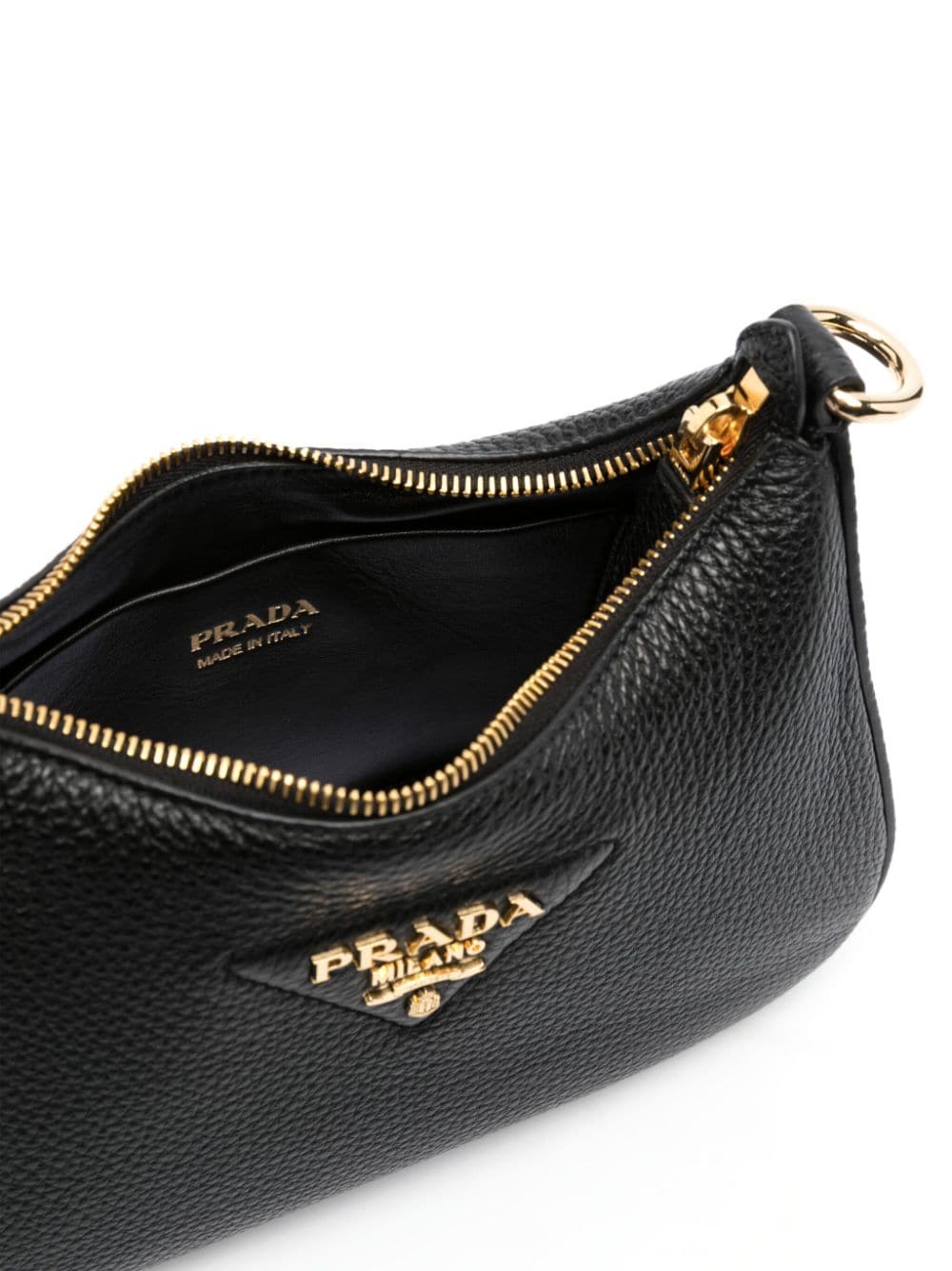 Pra*a enamel-triangle logo leather shoulder bag