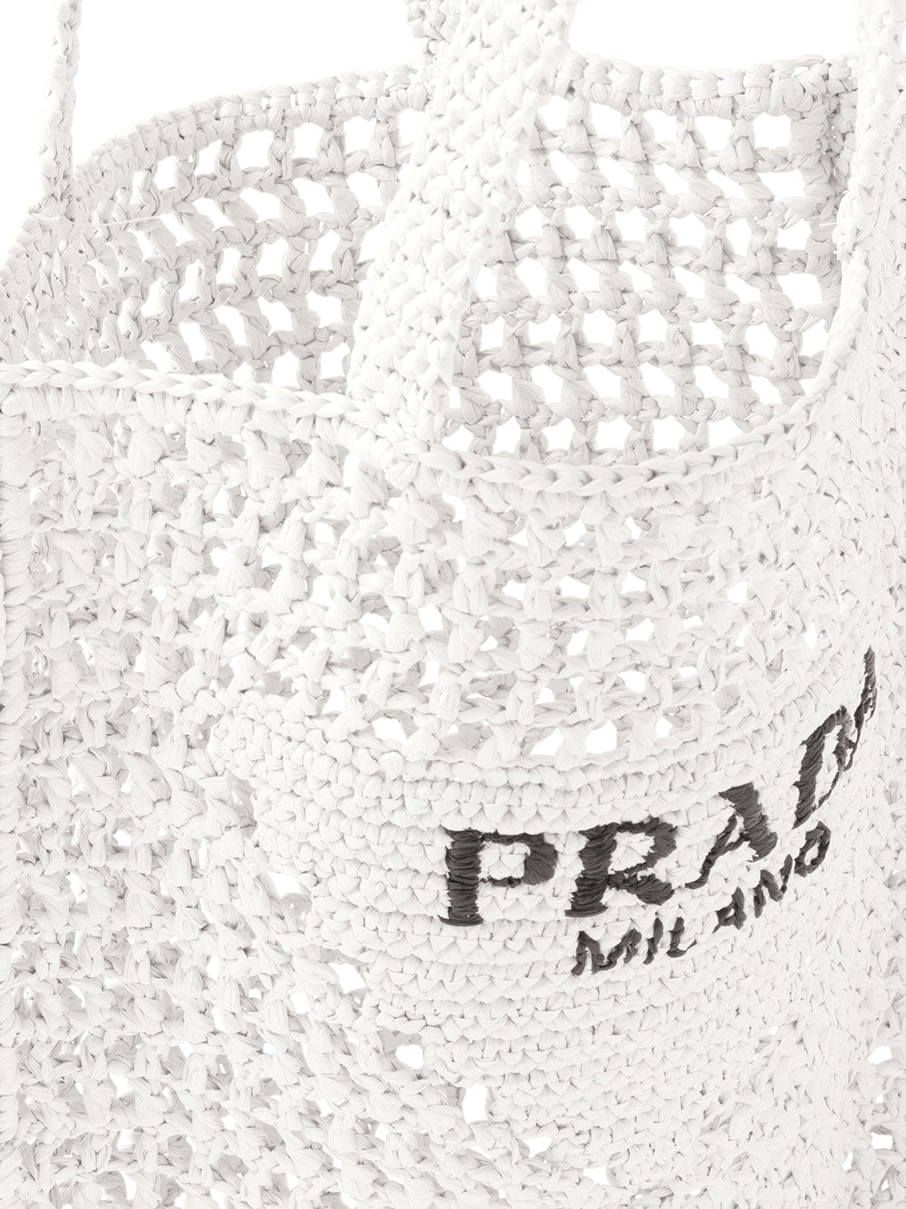Pra*a logo-print raffia tote bag