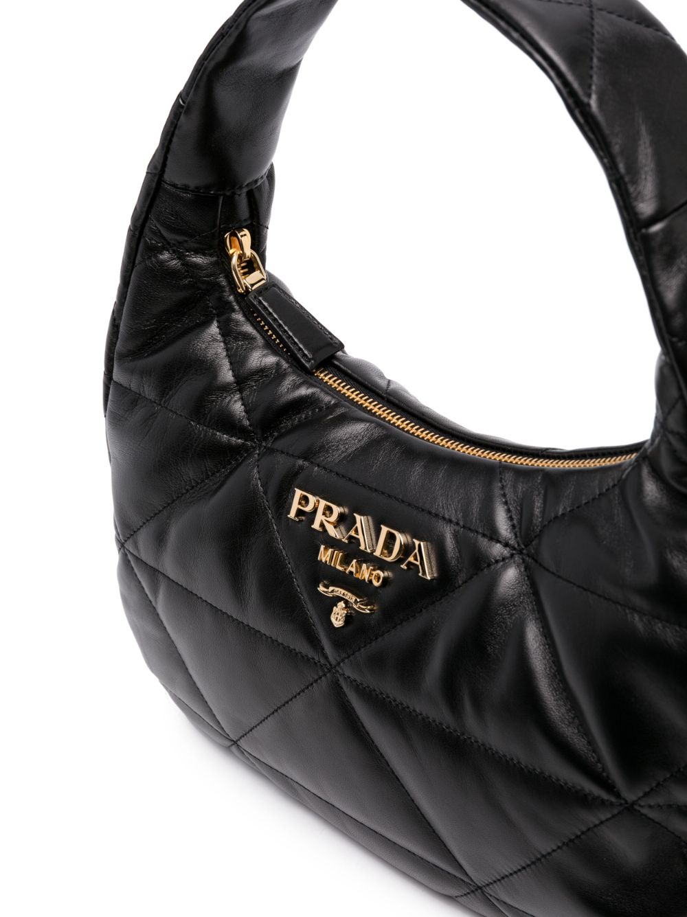 Pra*a logo-plaque quilted shoulder bag