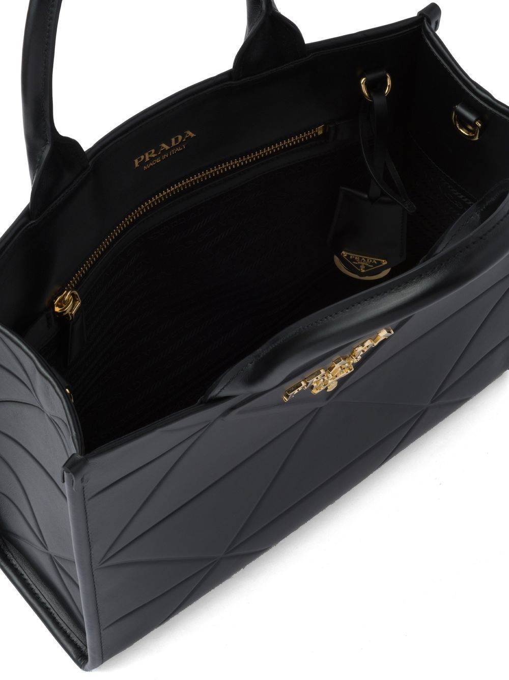 Pra*a small symbole leather tote bag