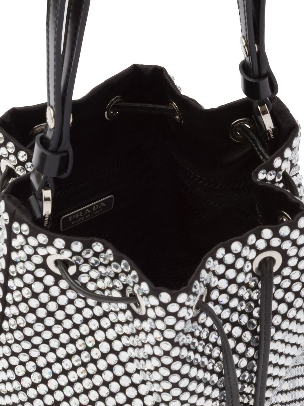 Pra*a mini crystal-embellished satin bucket bag