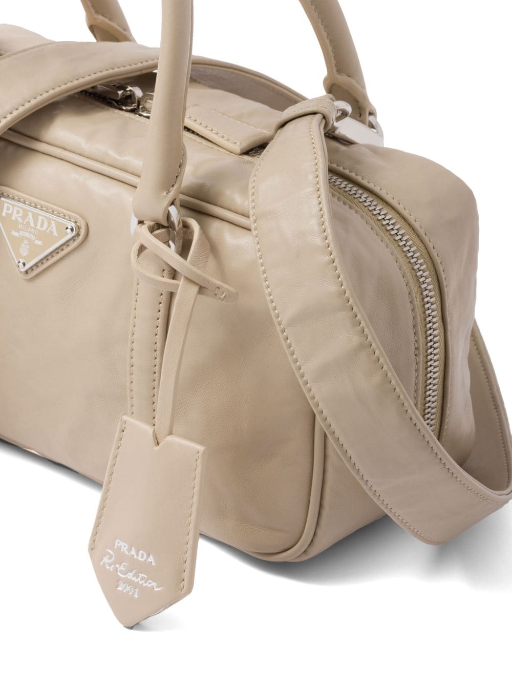 Pra*a small antique nappa leather top handle bag