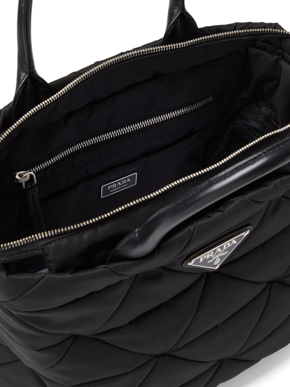 Pra*a triangle-logo quilted tote bag