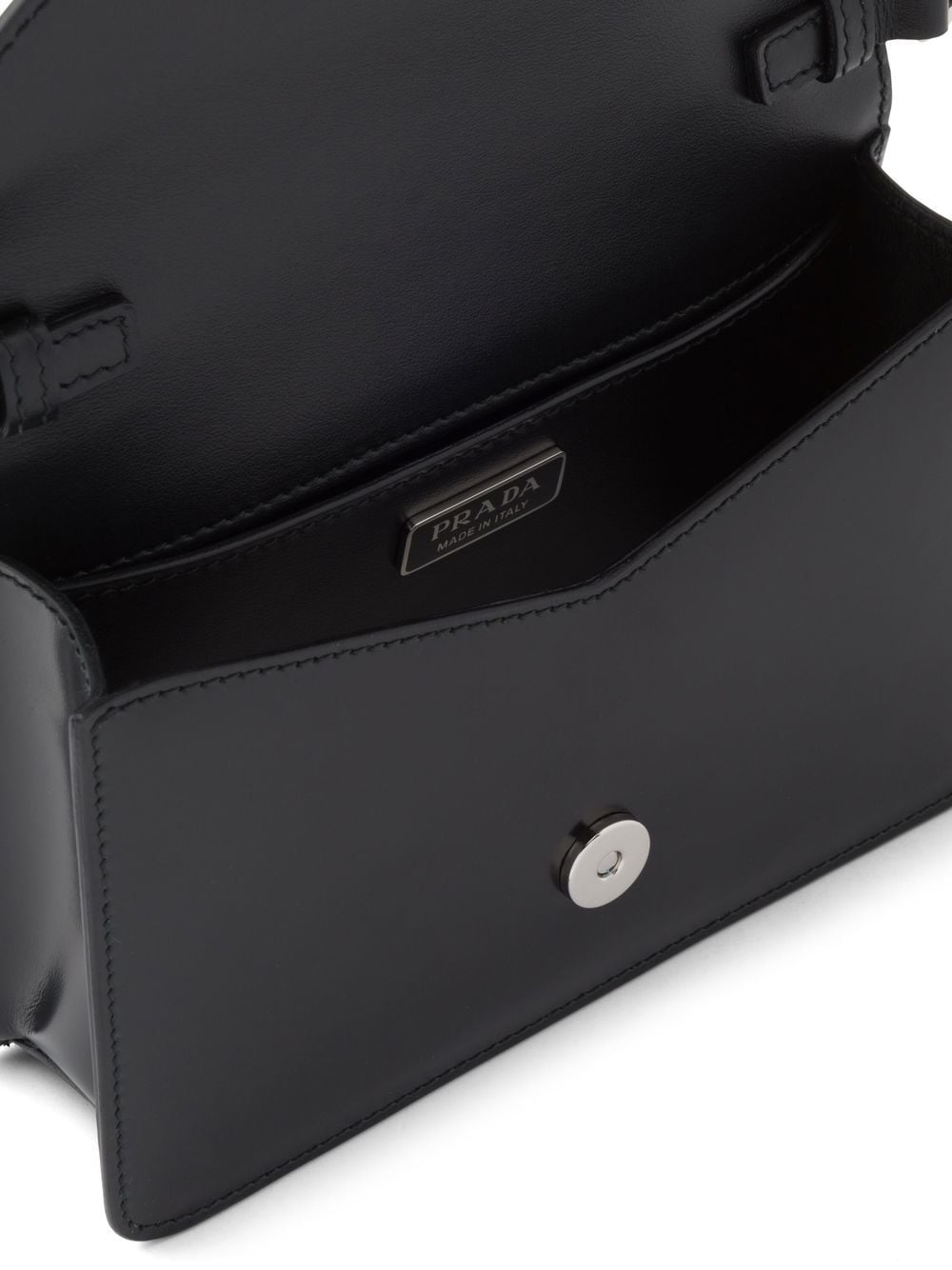 Pra*a triangle-plaque brushed leather shoulder bag