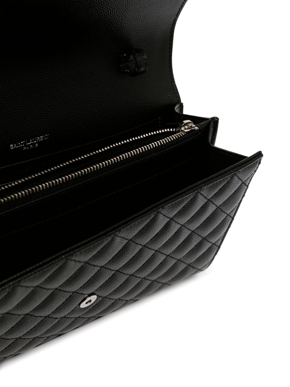 Saint Laurent logo-plaque quilted clutch bag