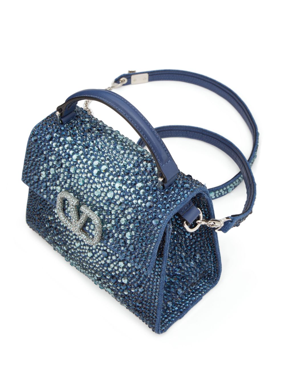 Valentino Garavani mini VSling rhinestone-embellished denim handbag