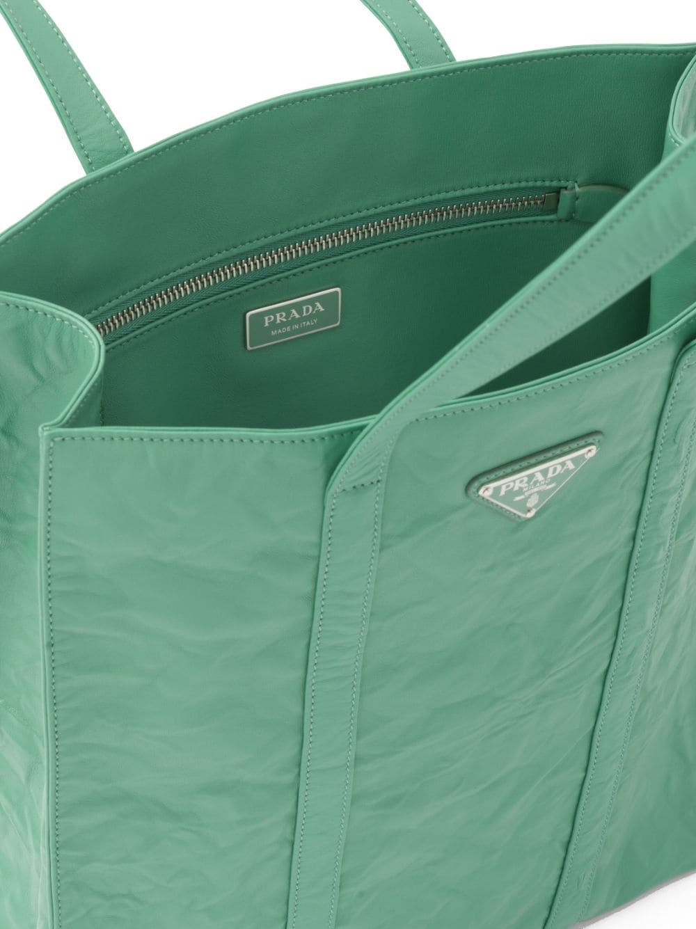 Pra*a small antique nappa leather tote