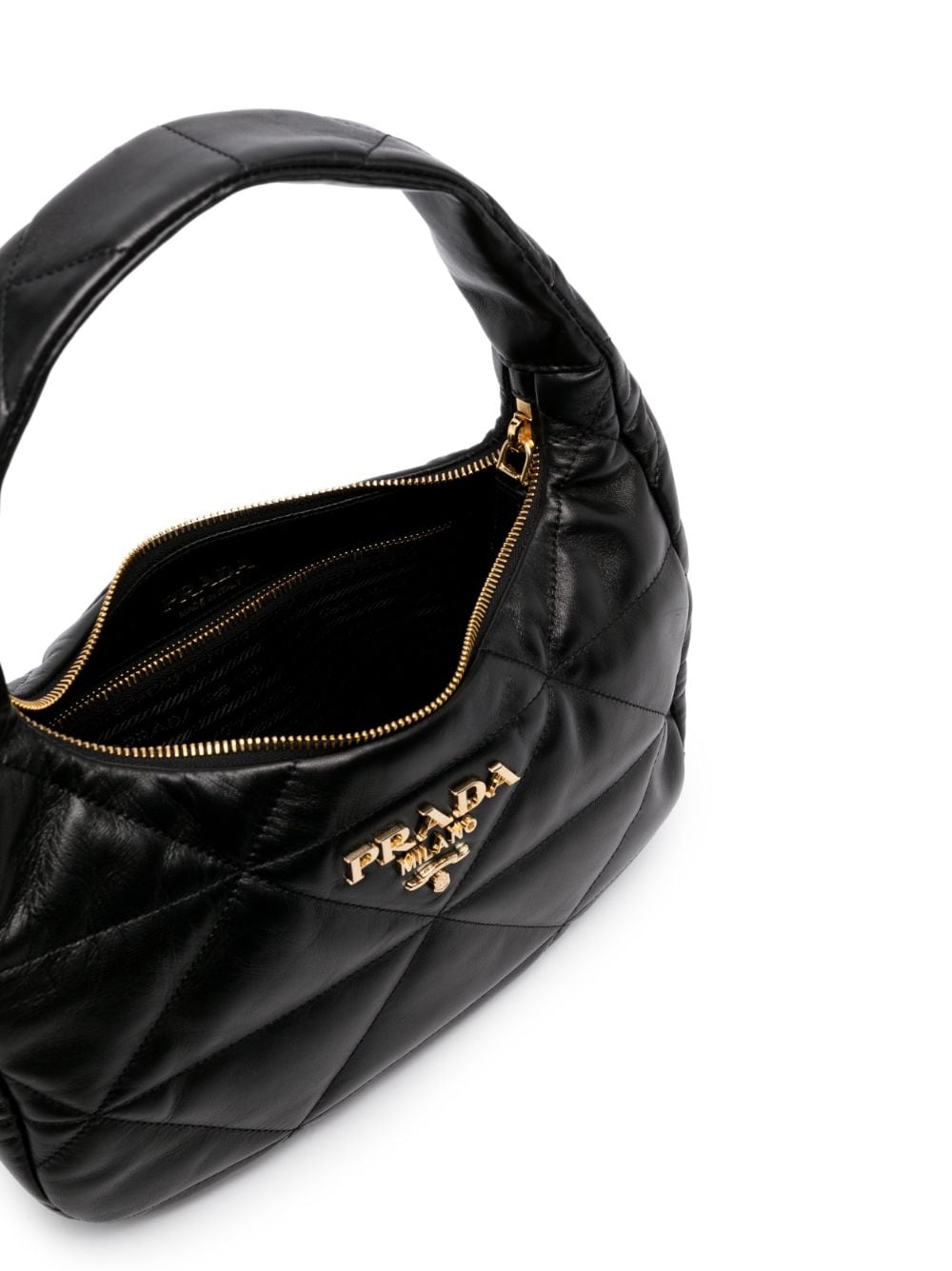 Pra*a logo-plaque quilted shoulder bag