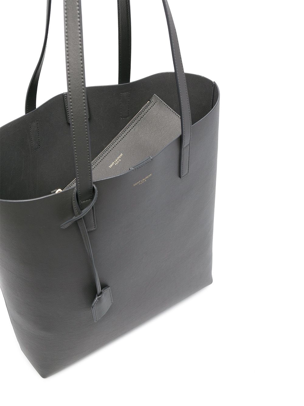 Saint Laurent logo-stamp leather tote bag