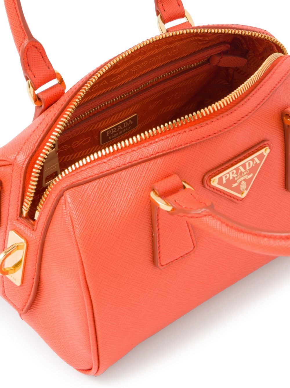 Pra*a triangle-plaque leather mini bag