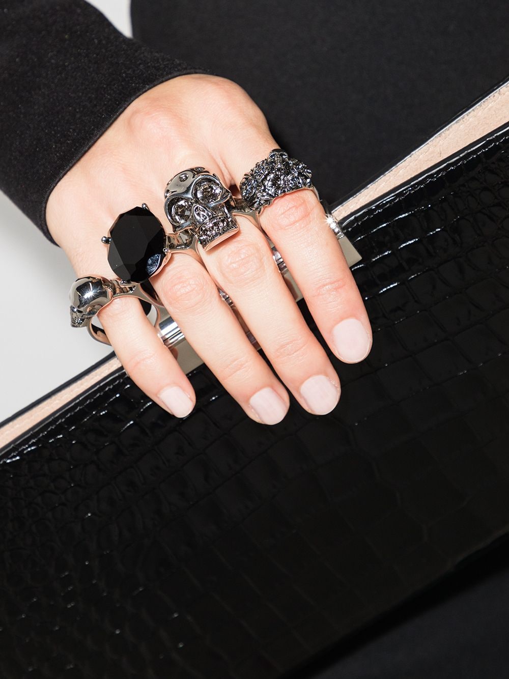 Alexander McQueen crocodile-embossed knuckleduster clutch