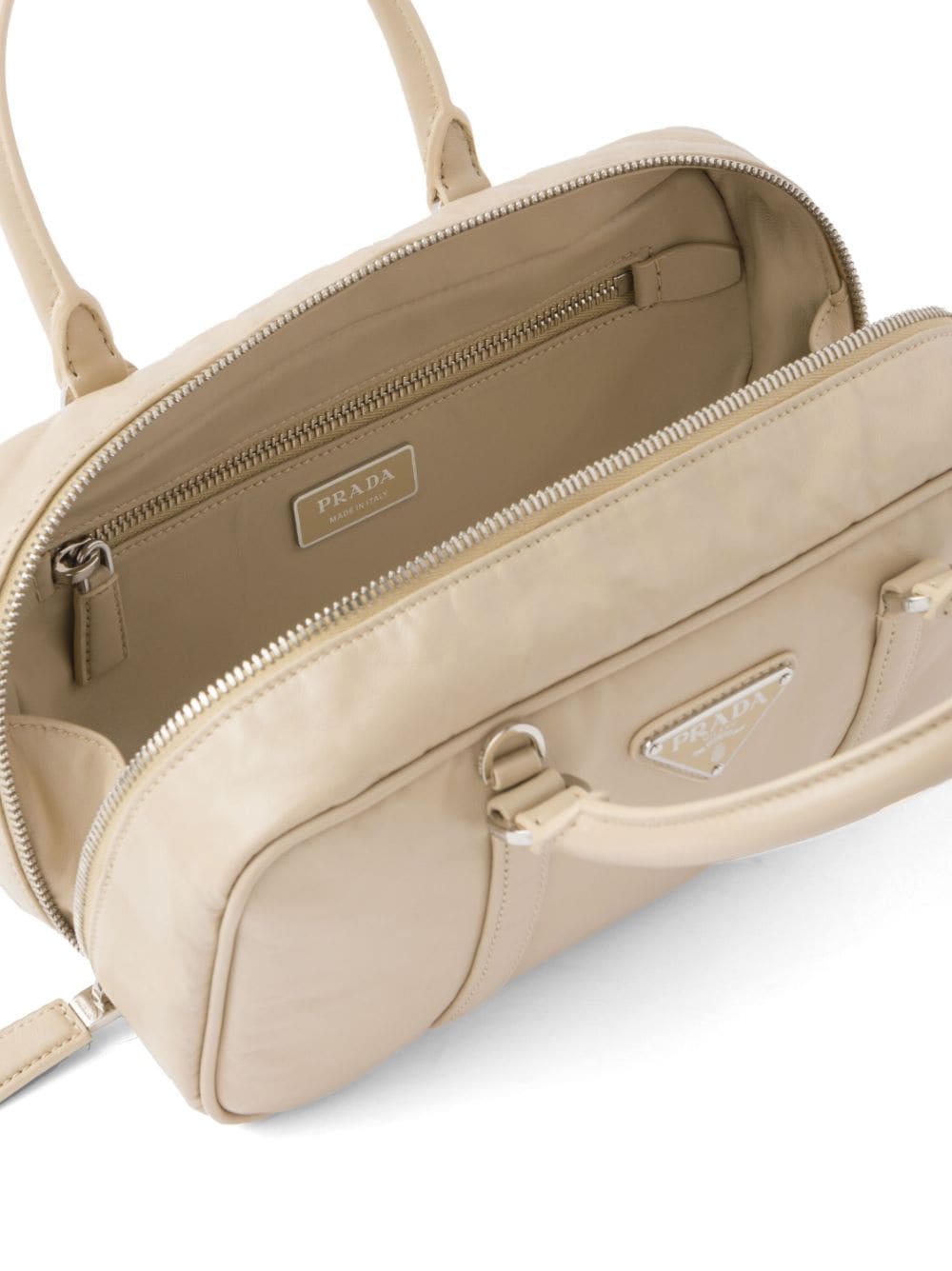 Pra*a small antique nappa leather top handle bag