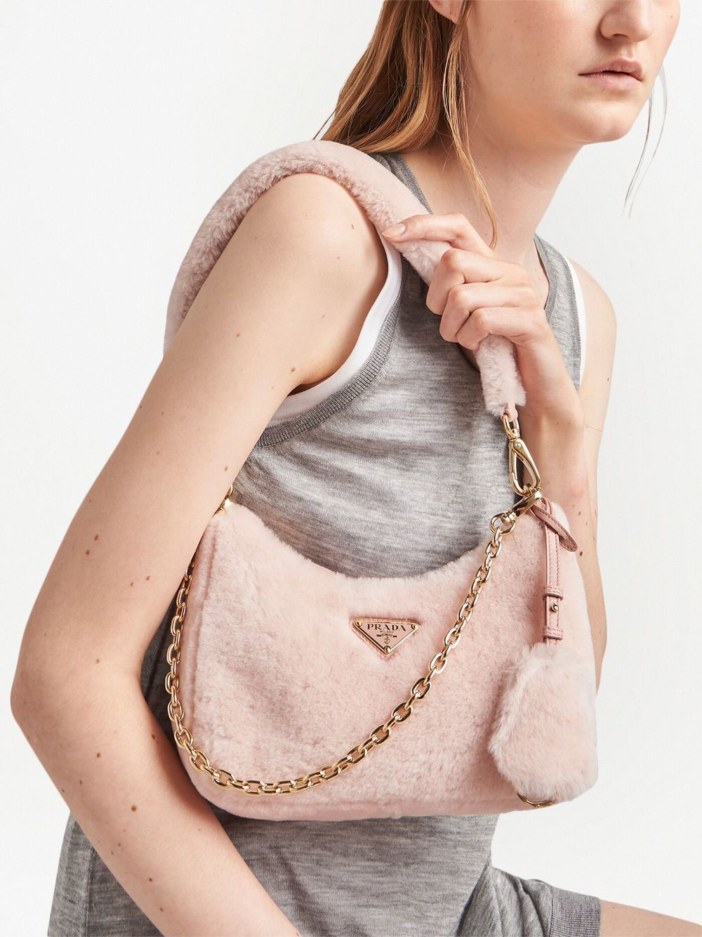 Pra*a re-edition shearling mini bag