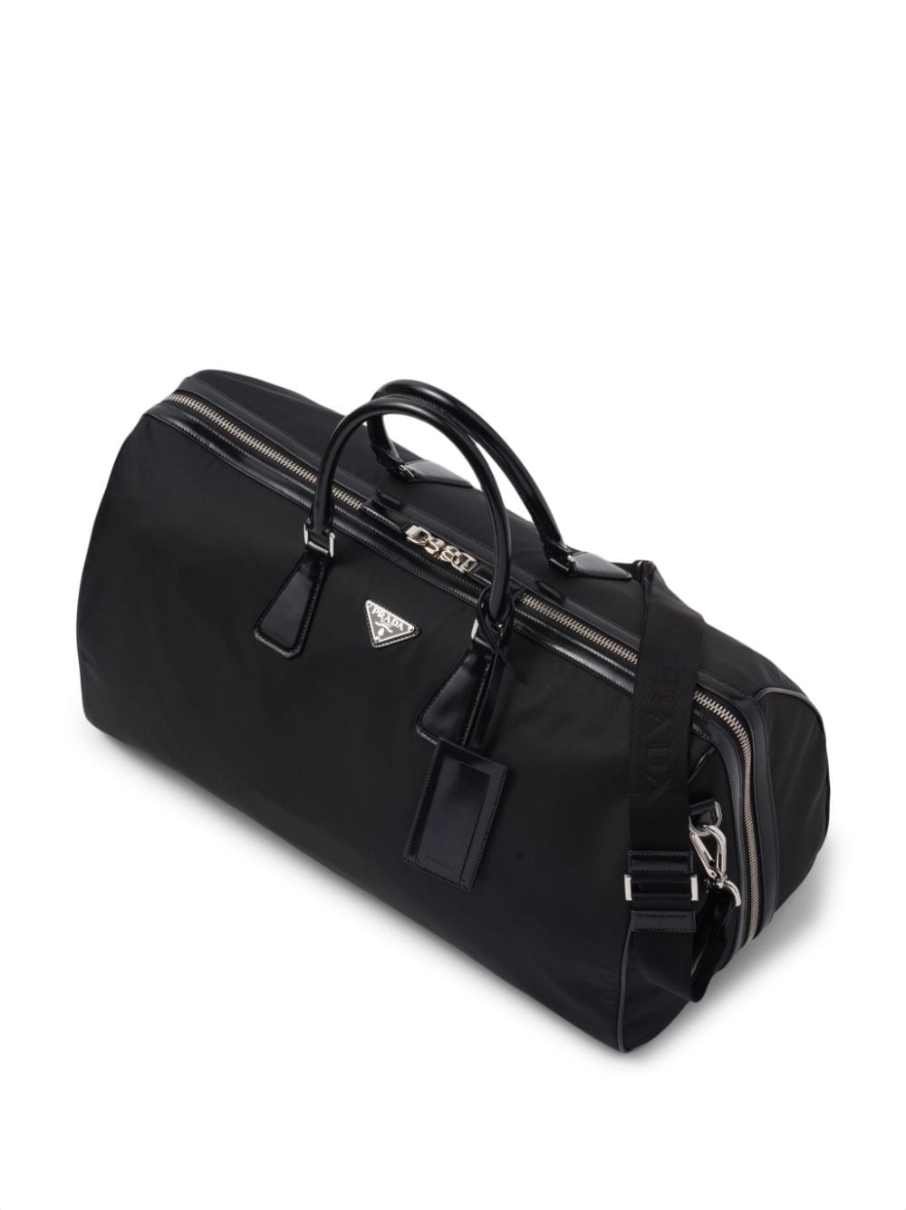 Pra*a logo-plaque panelled duffel bag