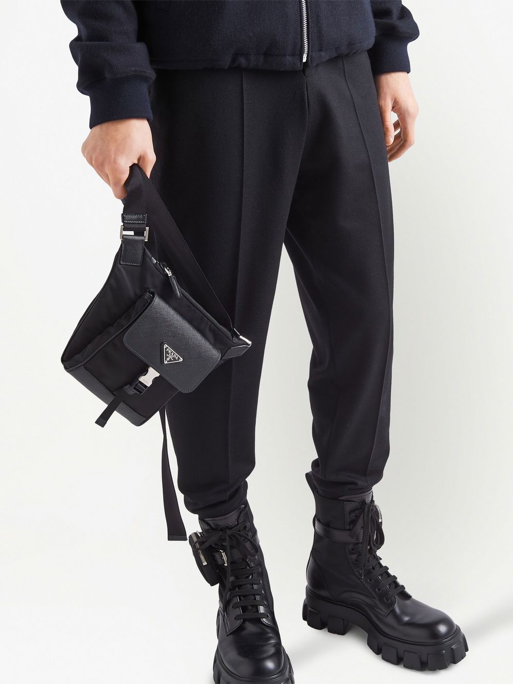 Pra*a recycled nylon saffiano leather shoulder bag