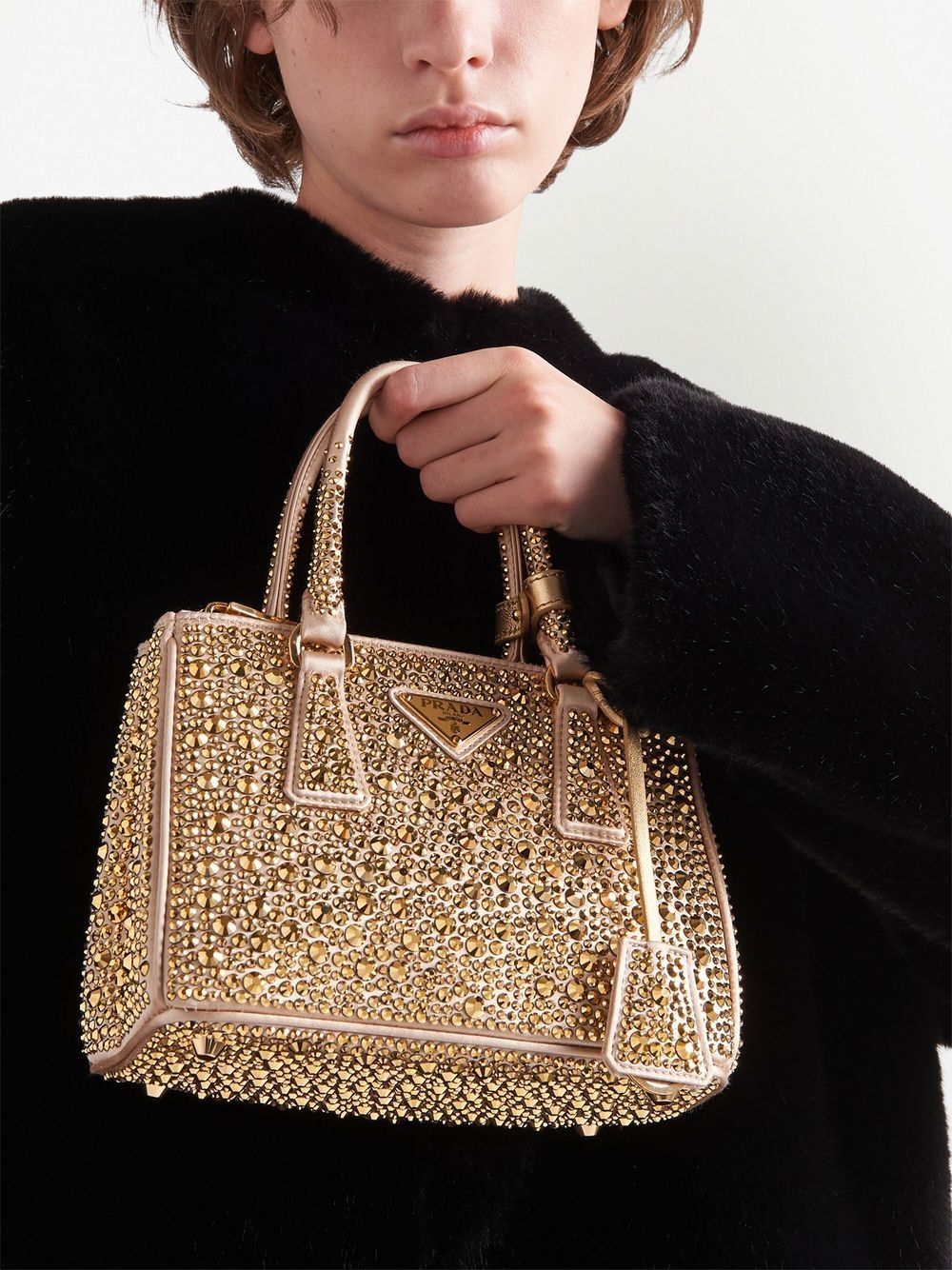 Pra*a galleria crystal-embellished satin mini bag