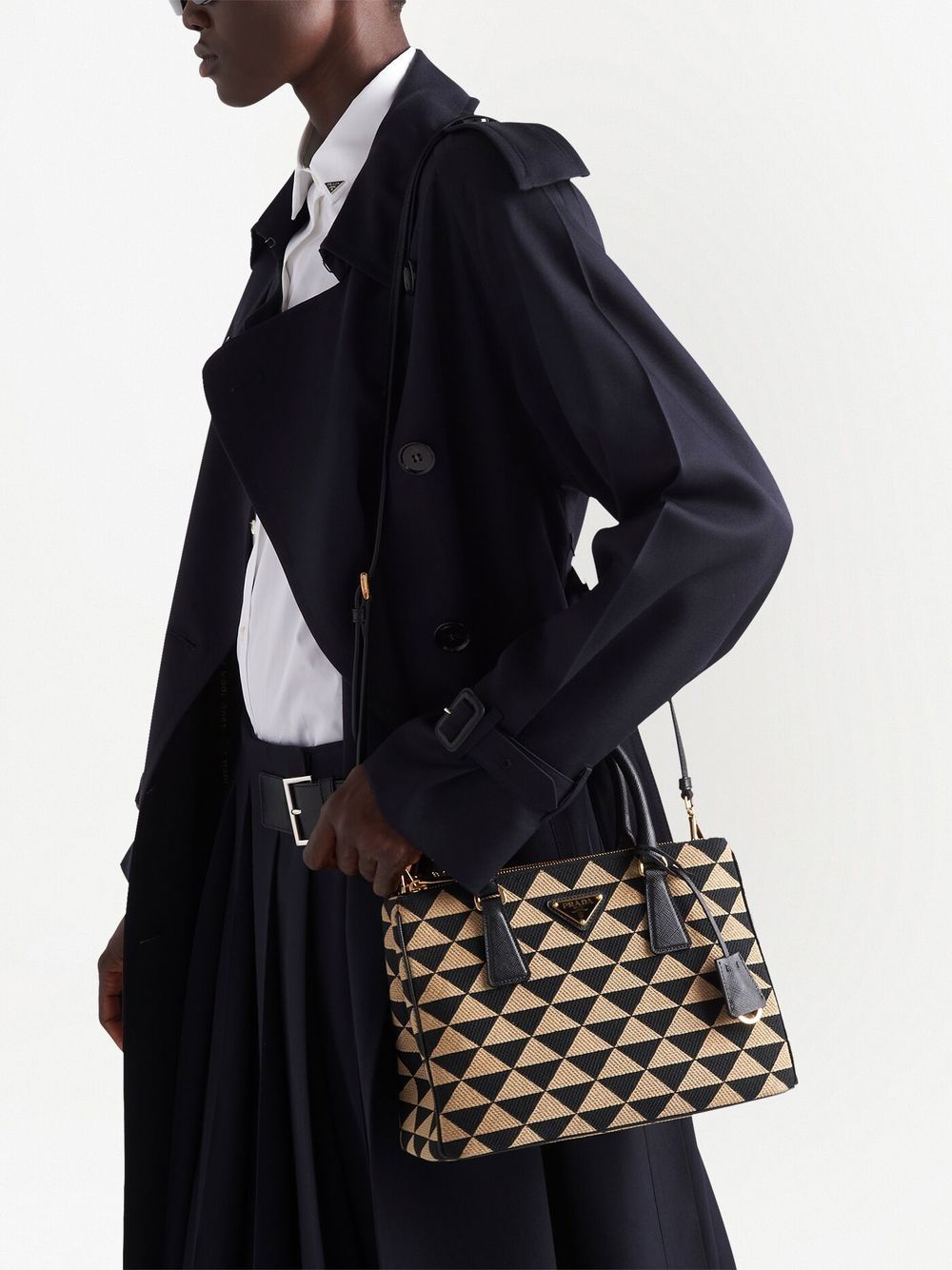 Pra*a small symbole embroidered tote bag