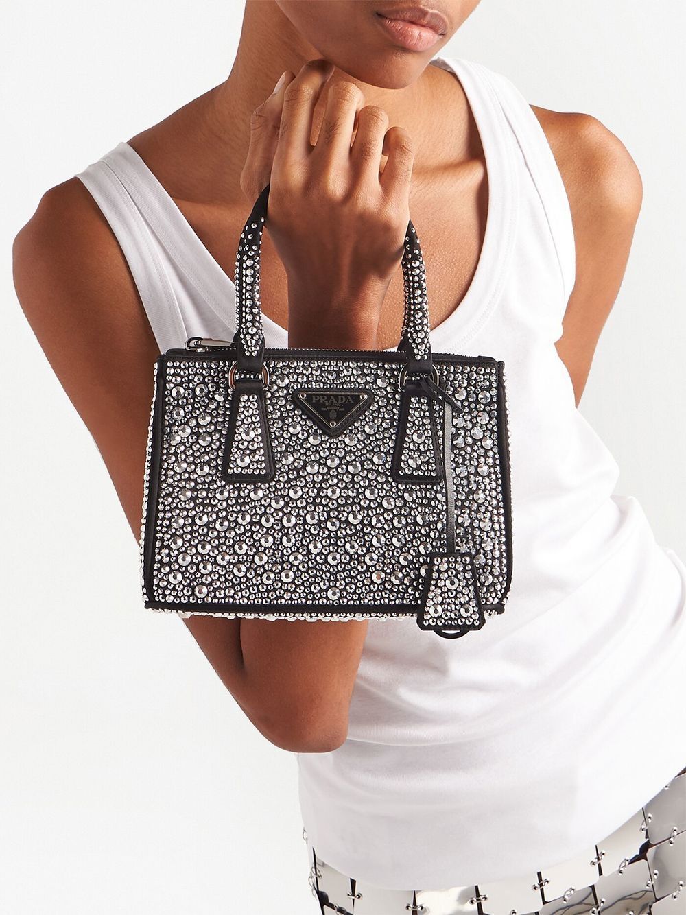 Pra*a galleria crystal-embellished satin mini bag