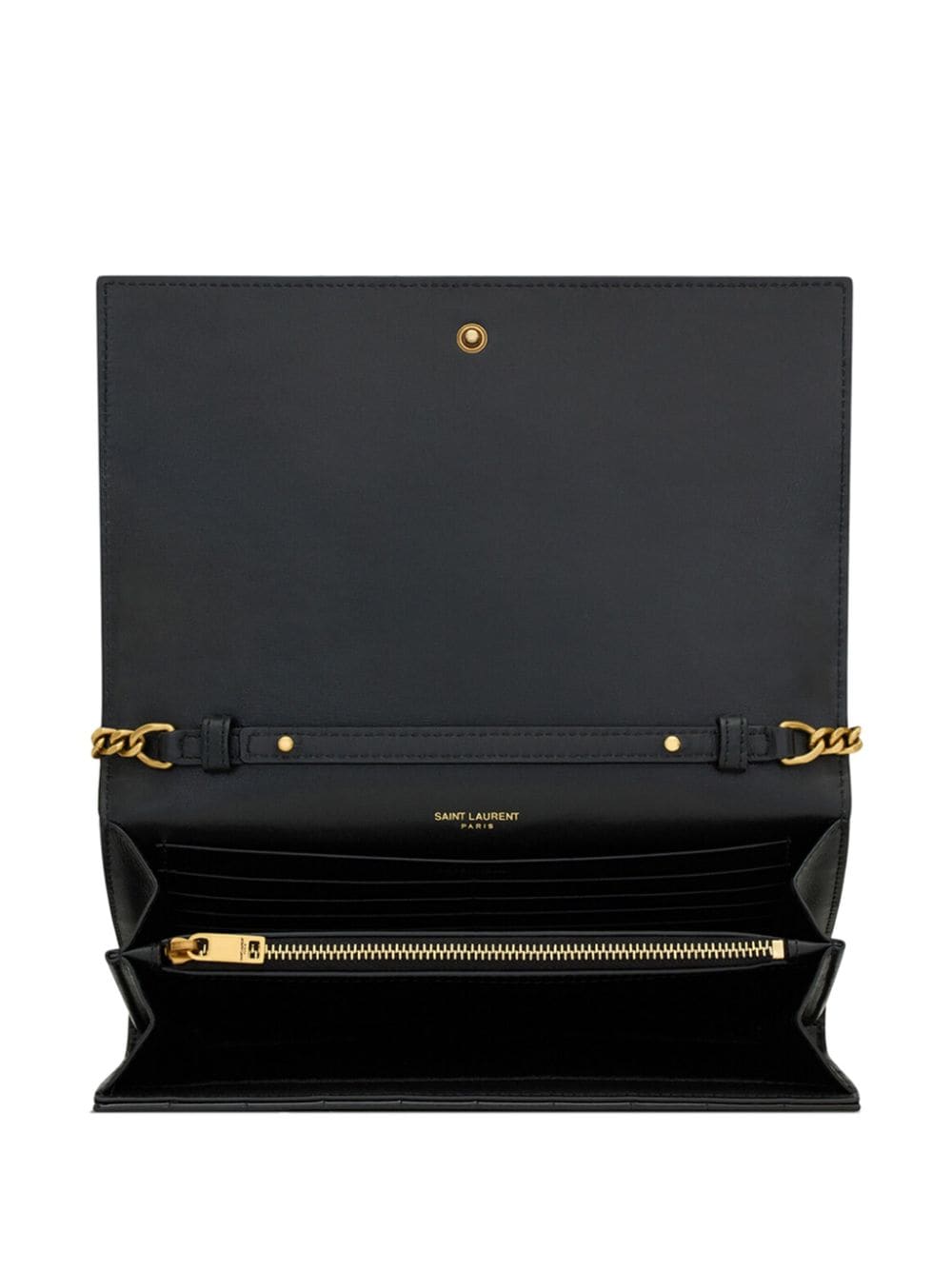 Saint Laurent Cassandre matelassé leather chain wallet