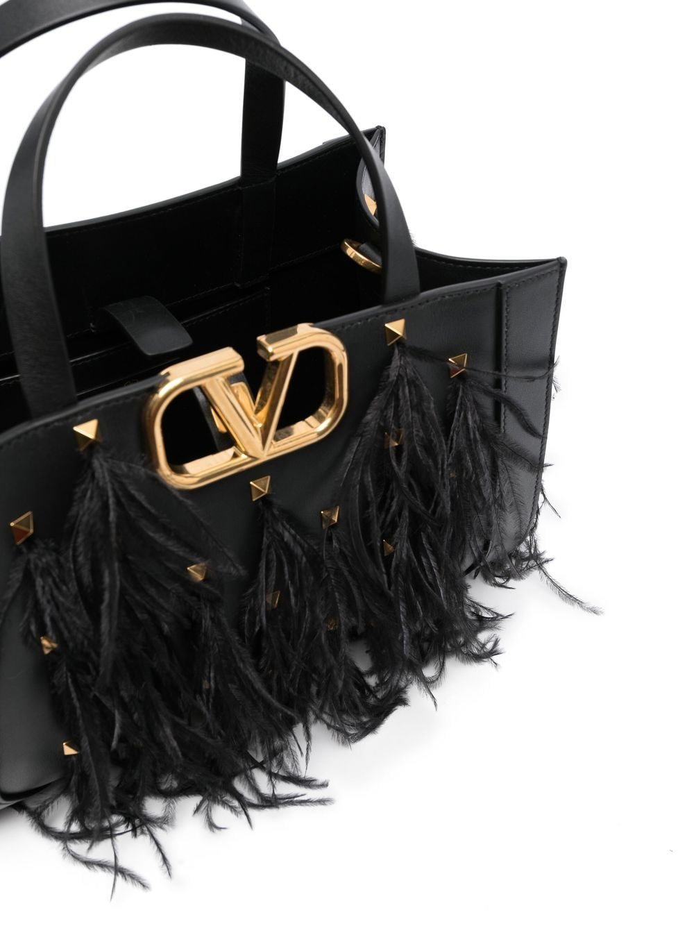 Valentino Garavani feather-embellished VLogo tote bag