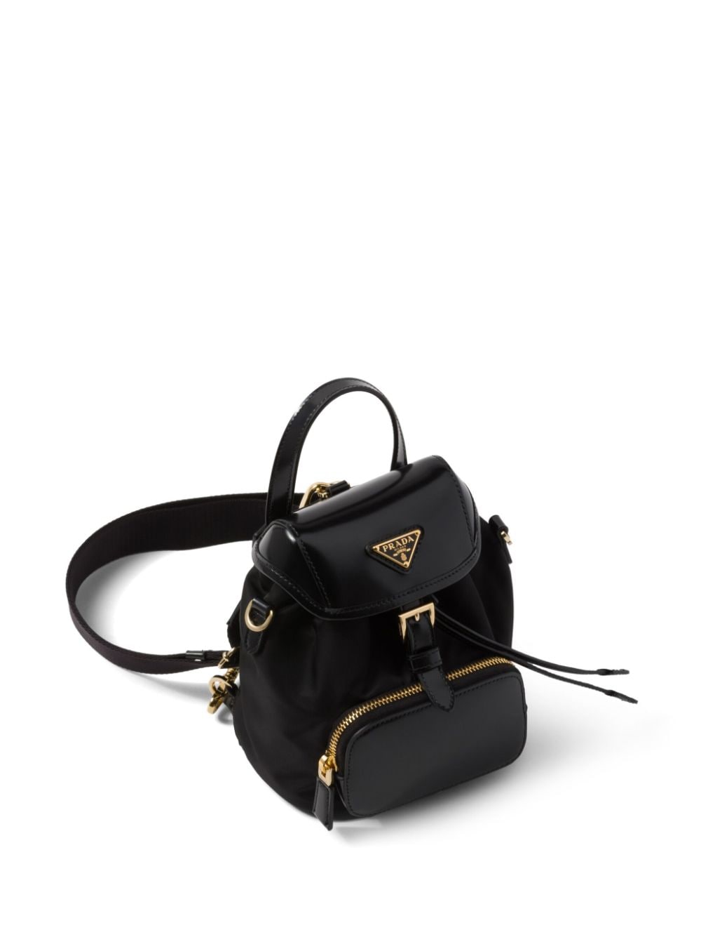 Pra*a re-nylon brushed leather backpack