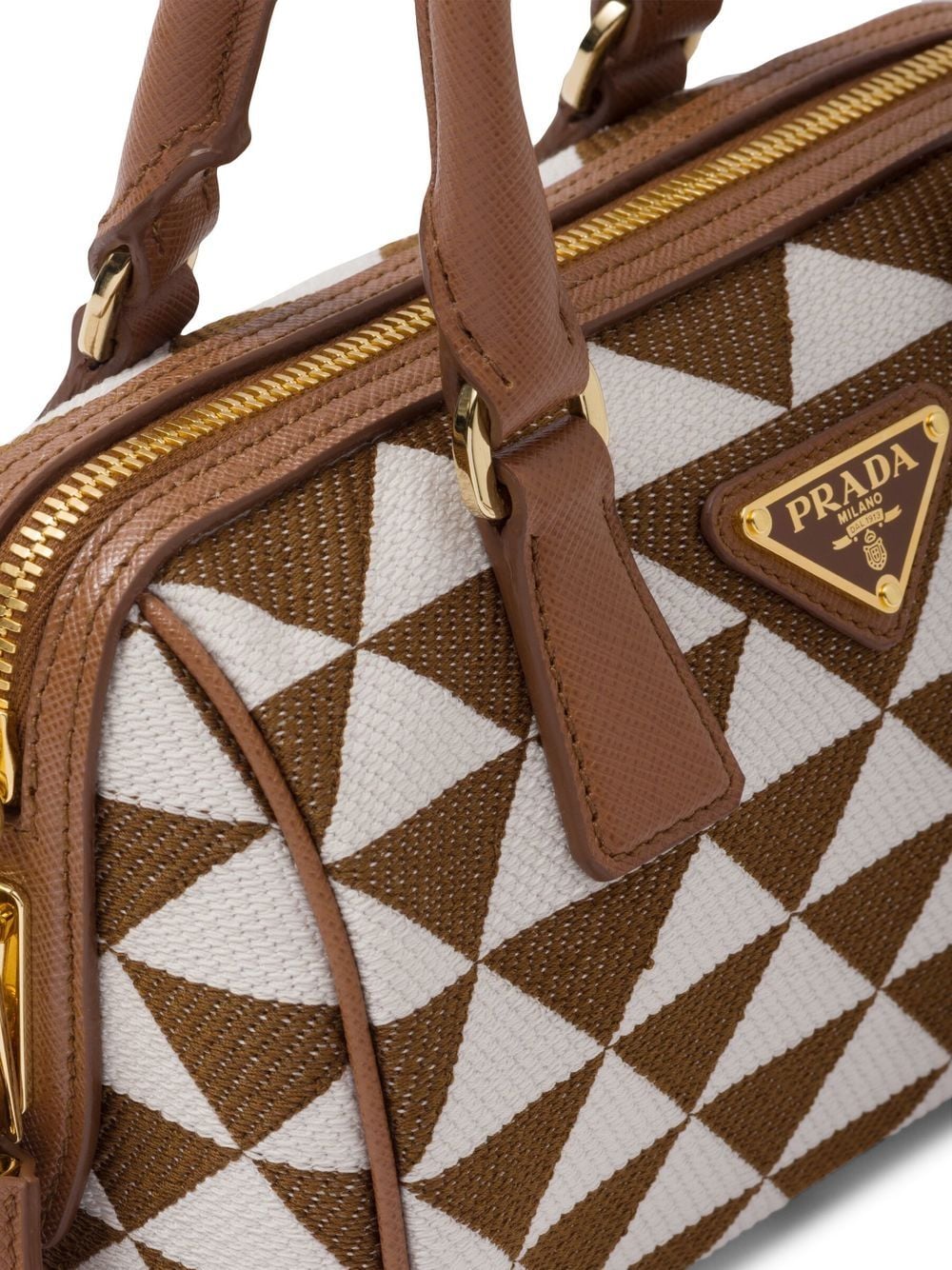 Pra*a symbole embroidered top-handle bag