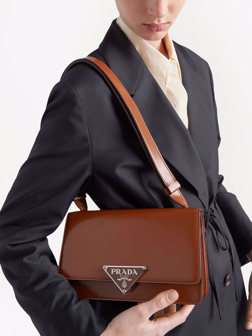 Pra*a emblème triangle-logo leather shoulder bag