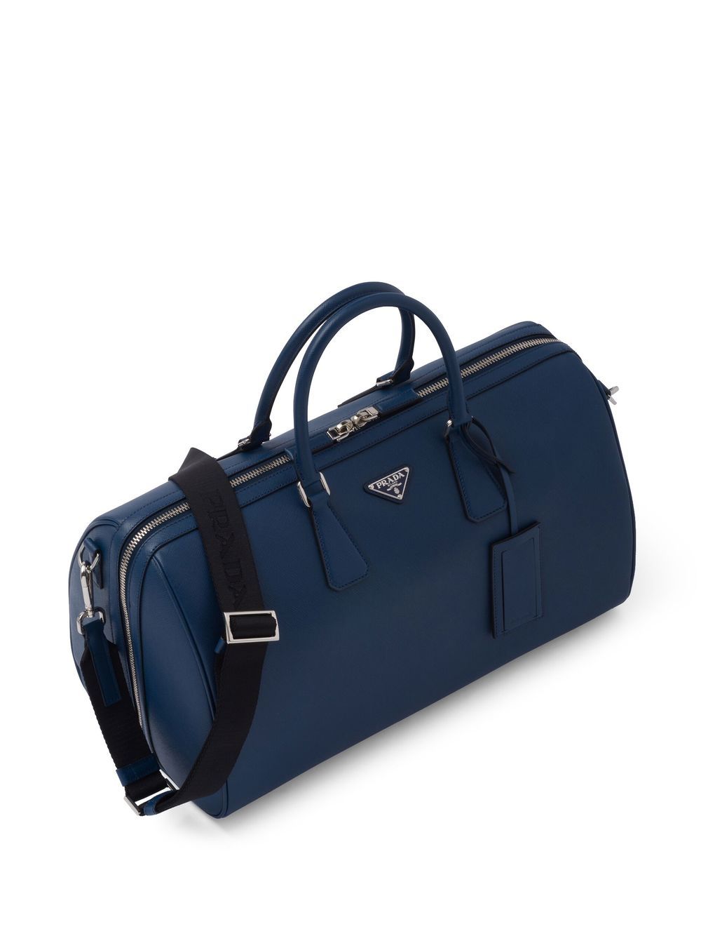 Pra*a leather logo-patch travel bag