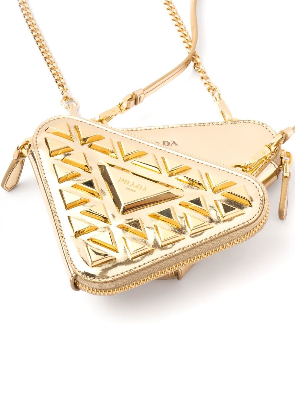 Pra*a studded leather mini pouch