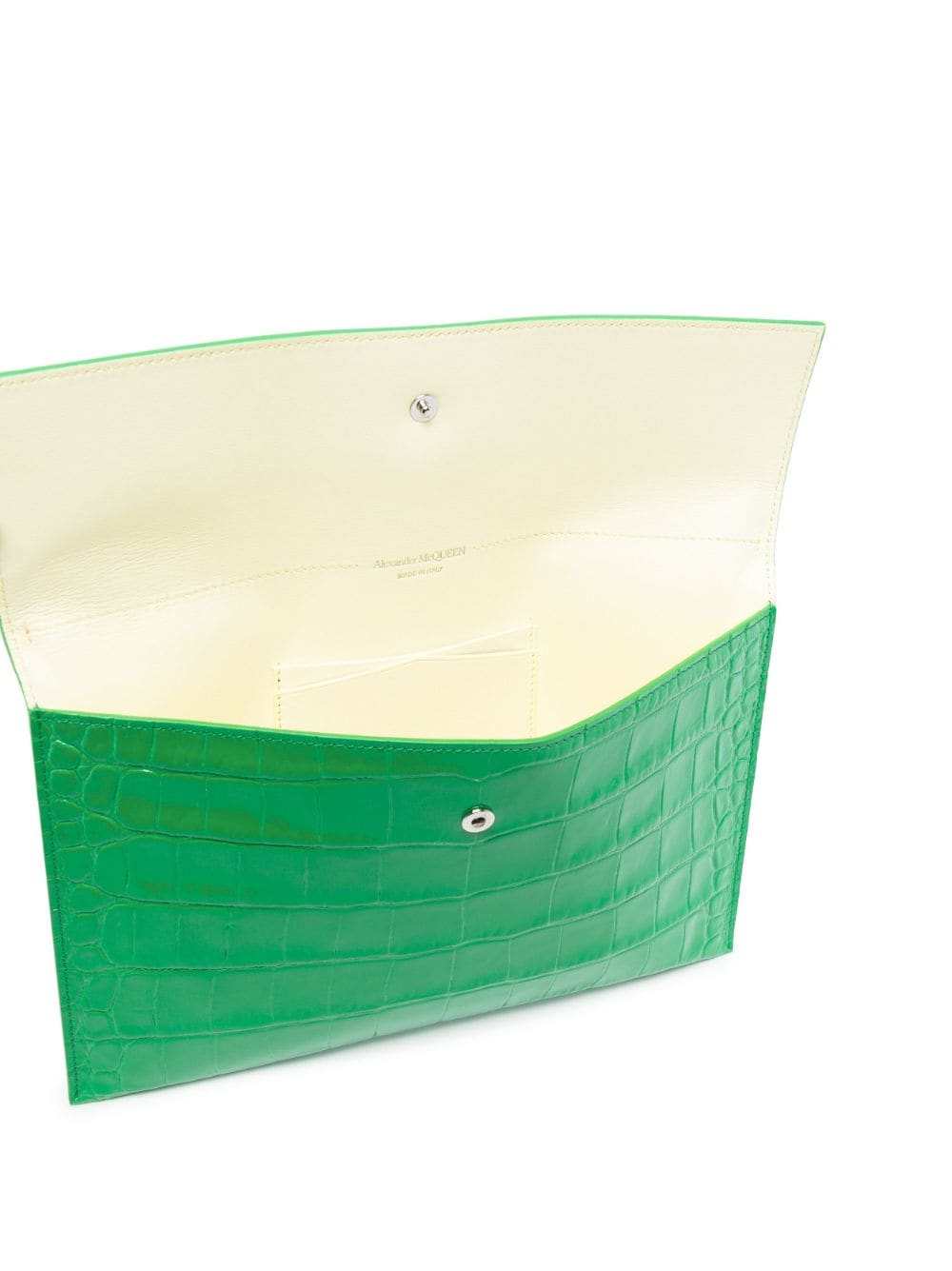 Alexander McQueen crocodile-embossed envelope clutch bag