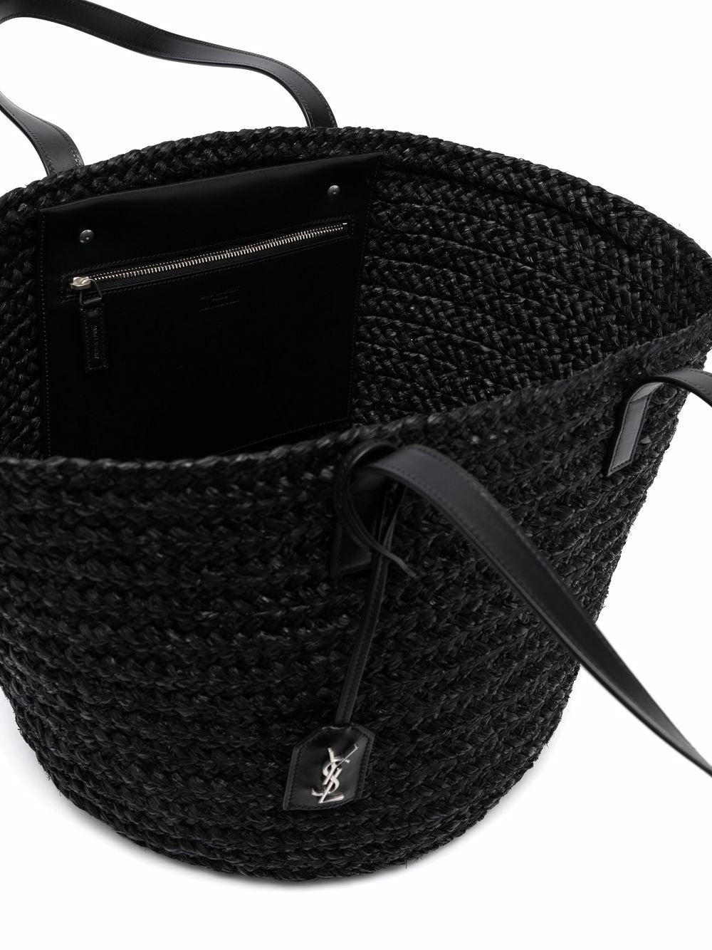 Saint Laurent interwoven straw tote bag