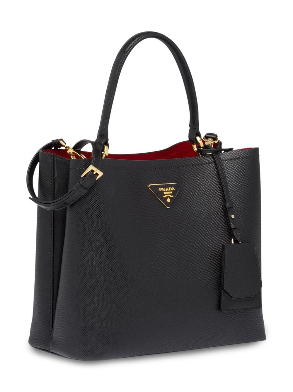 Pra*a double saffiano leather bag