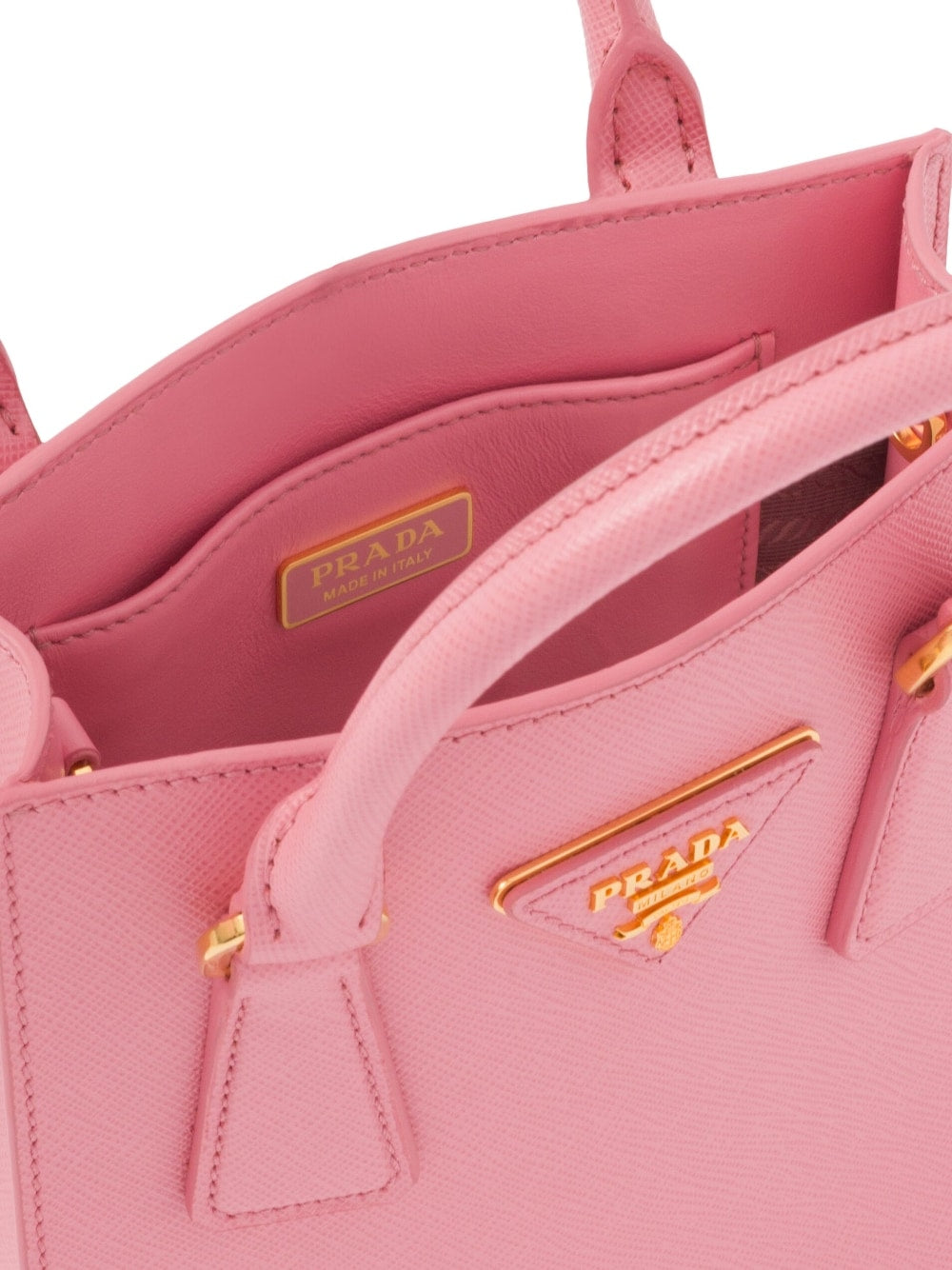 Pra*a triangle-logo saffiano leather tote bag