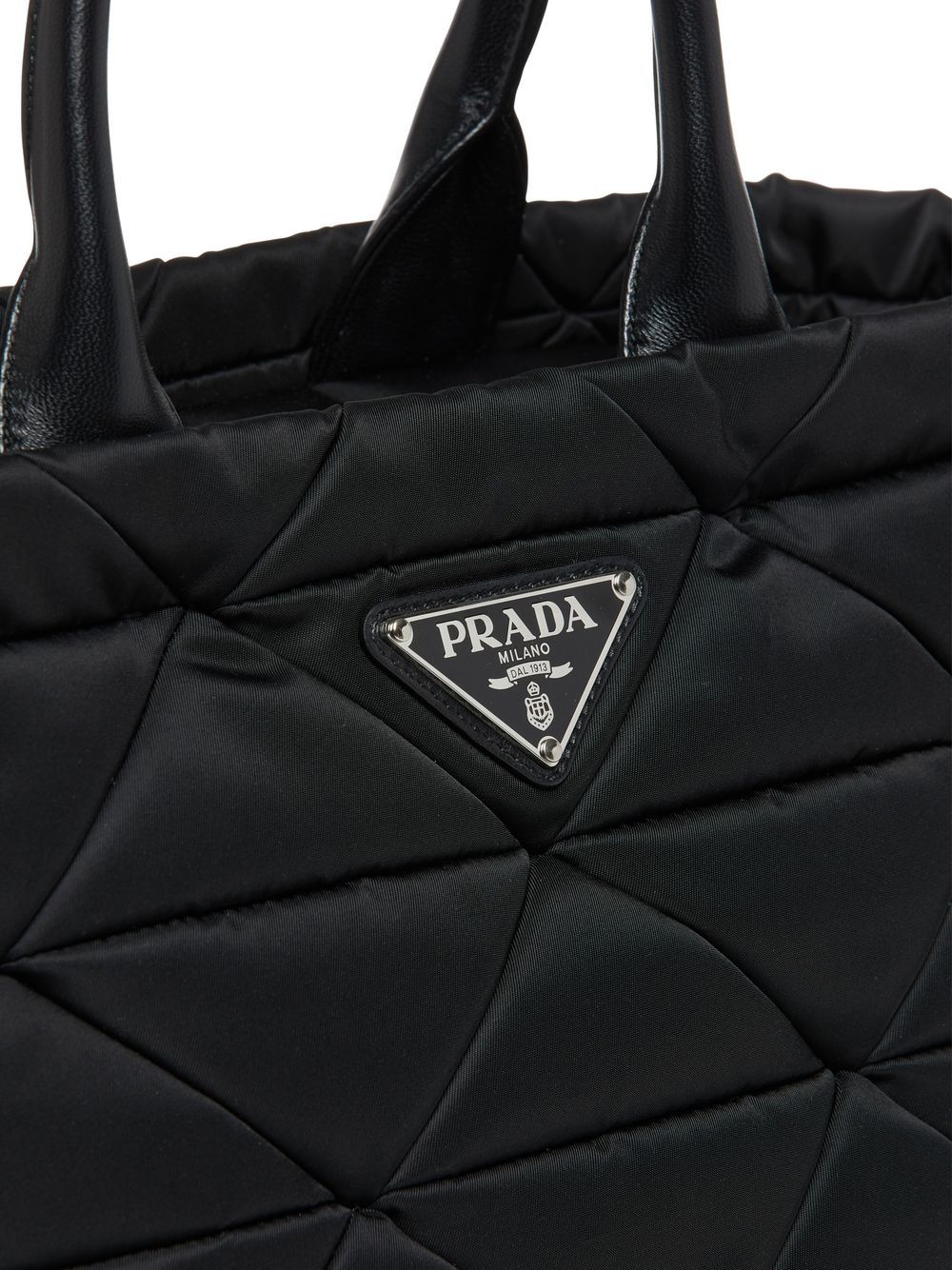 Pra*a triangle-logo quilted tote bag