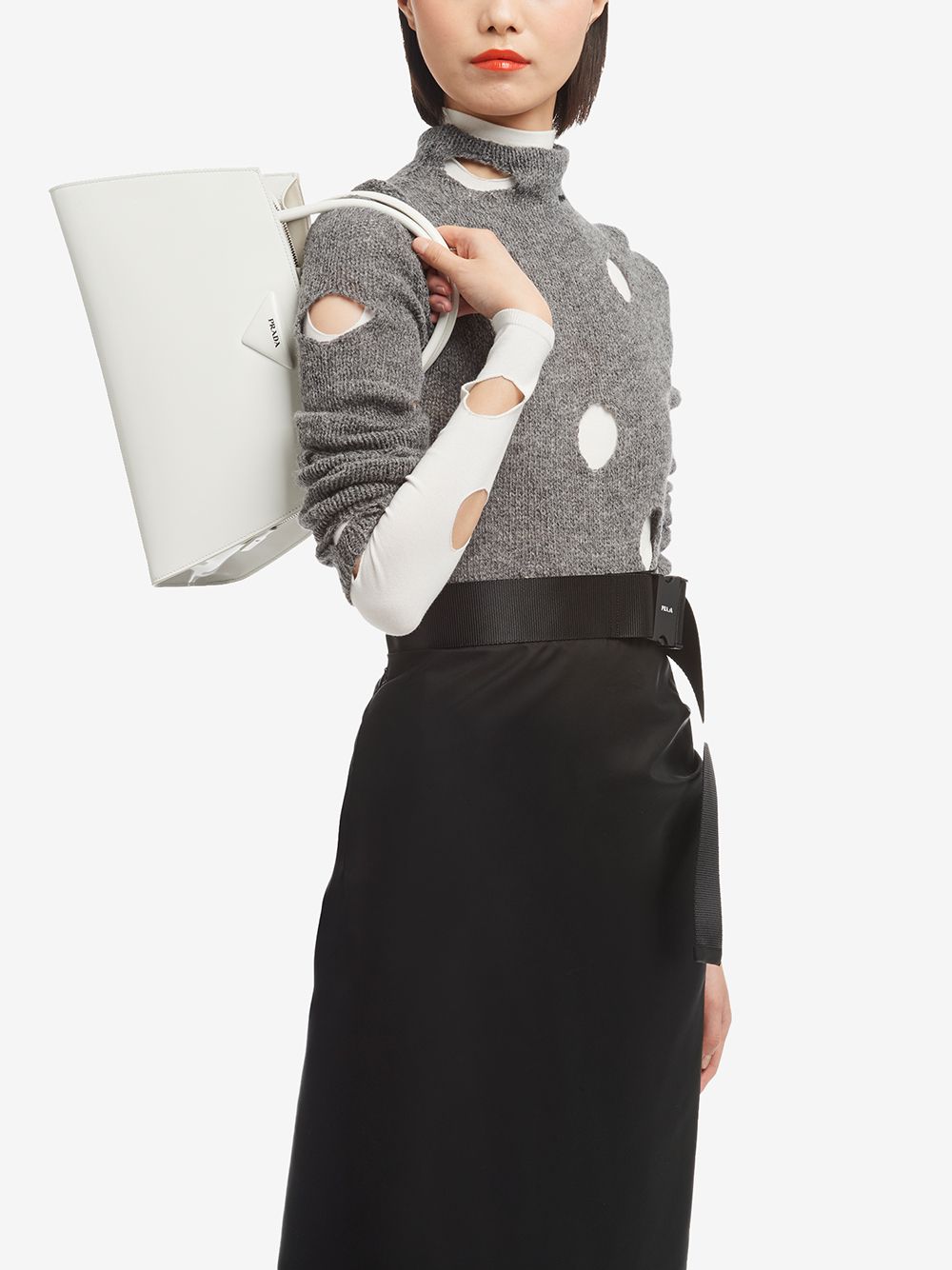 Pra*a trapeze logo plaque tote bag