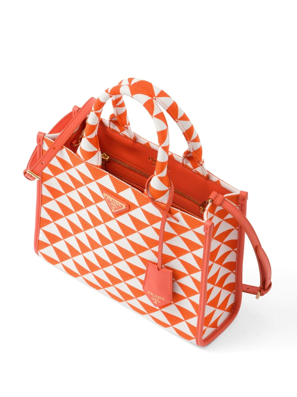 Pra*a small symbole embroidered tote bag