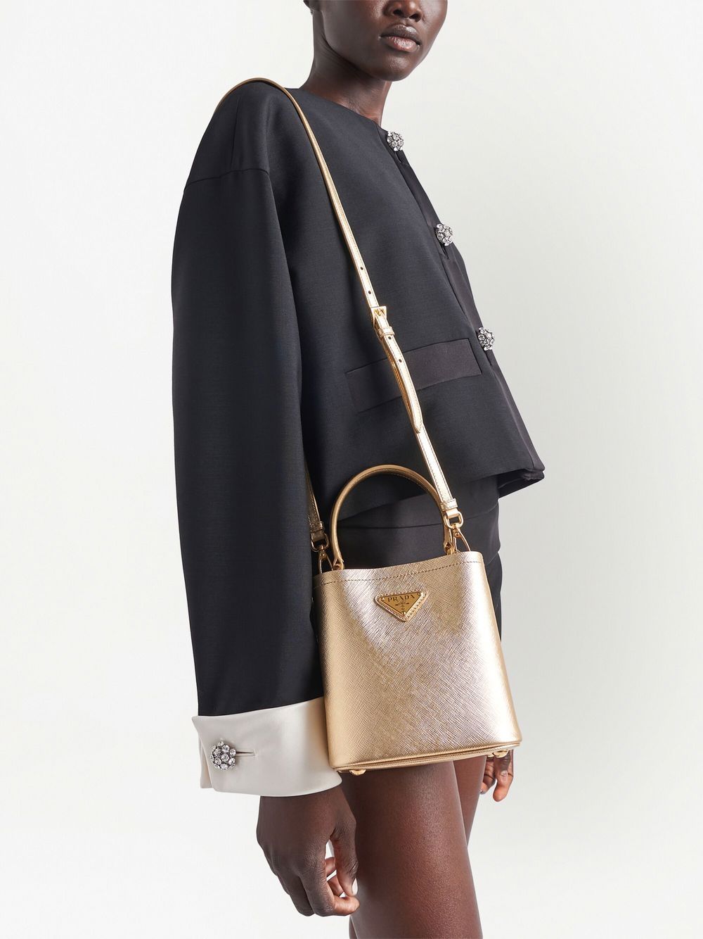 Pra*a mini panier saffiano leather tote bag