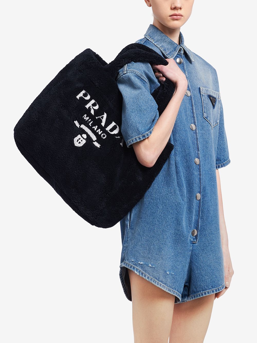 Pra*a logo-print terry-cloth tote bag