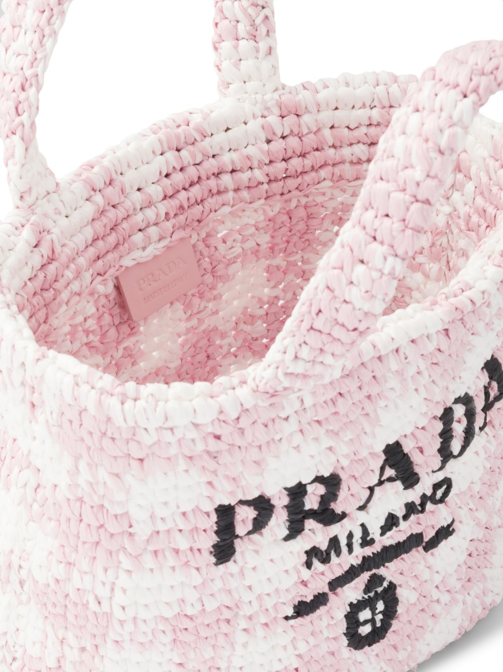 Pra*a logo-knit gingham tote bag