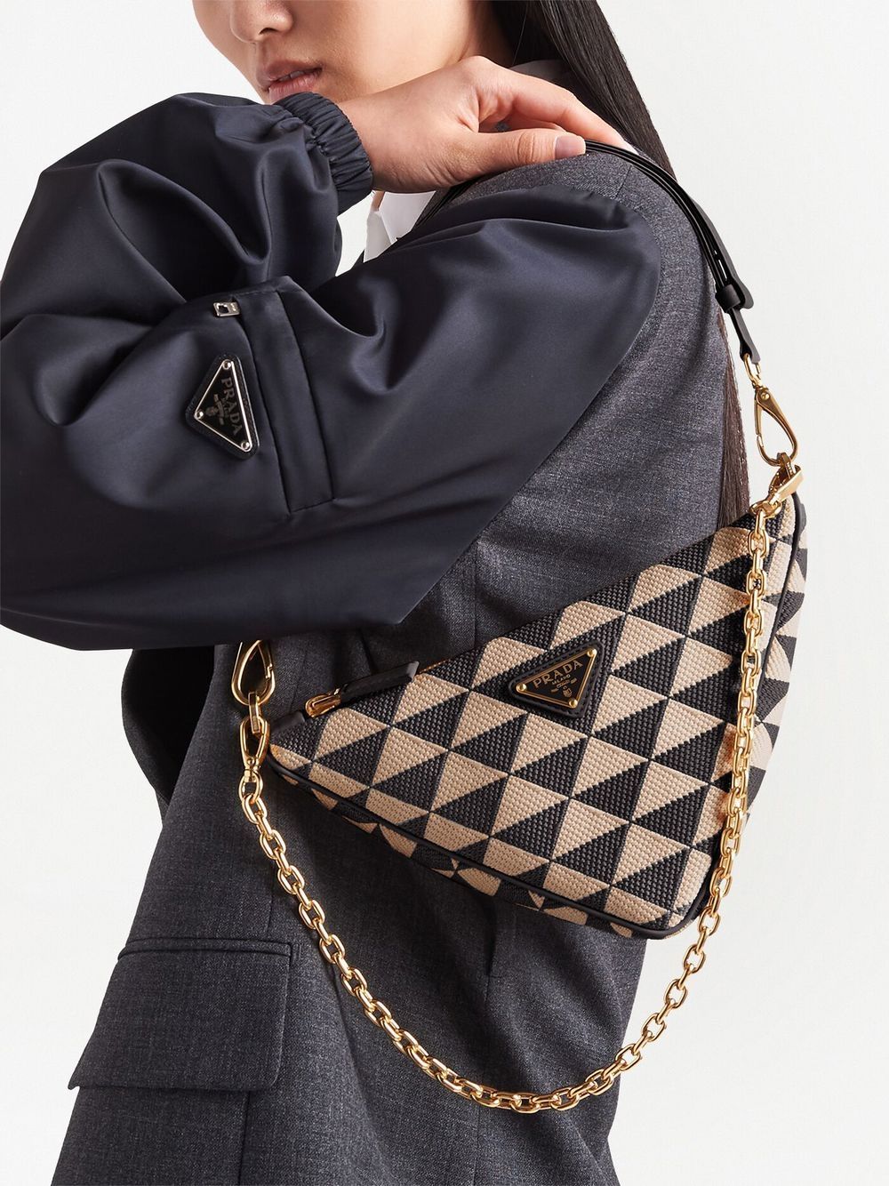 Pra*a embroidered jacquard mini bag