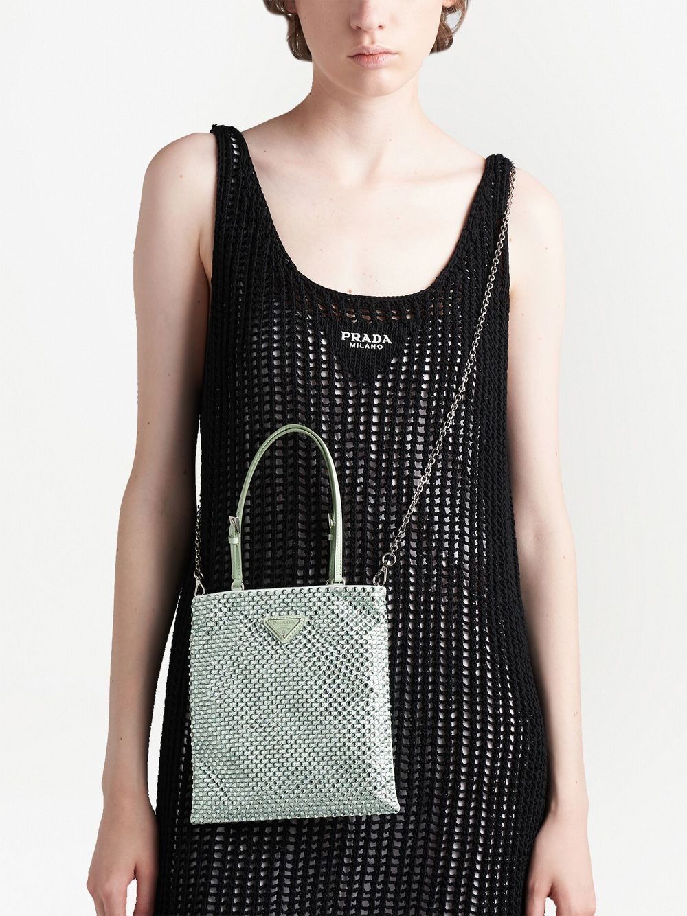 Pra*a crystal-embellished satin handbag