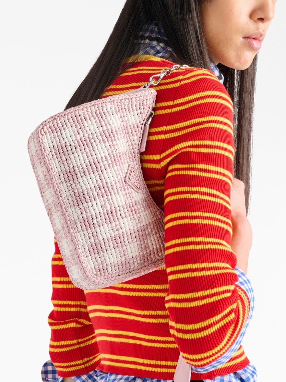 Pra*a re-edition crochet-knit mini bag