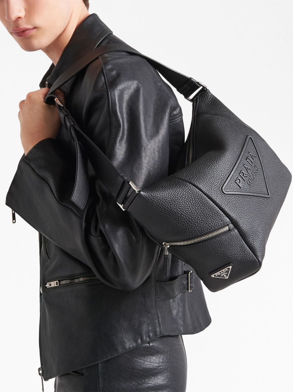 Pra*a debossed-logo shoulder bag