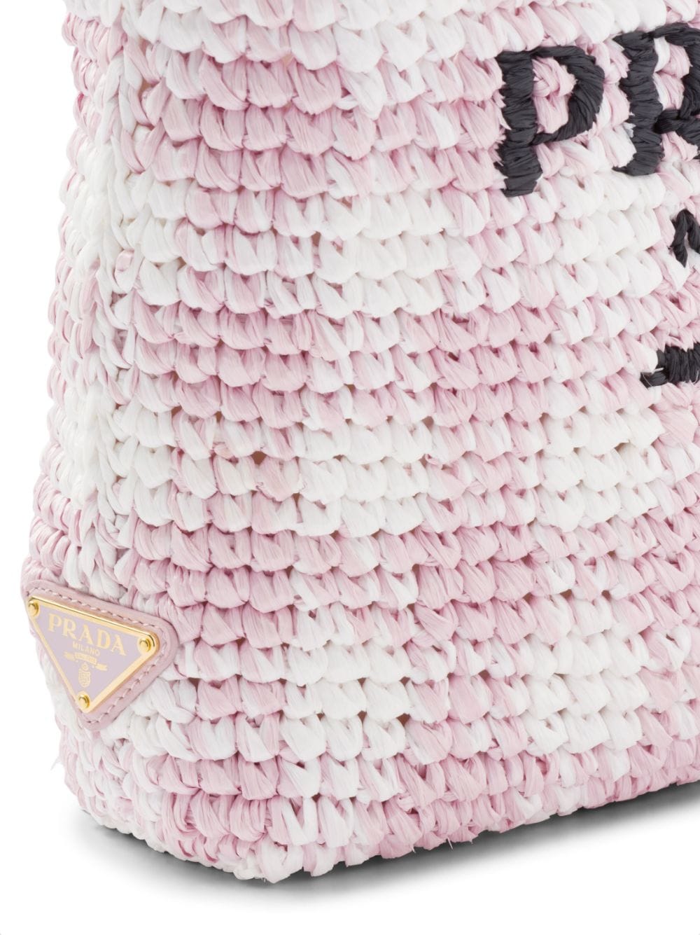 Pra*a logo-knit gingham tote bag