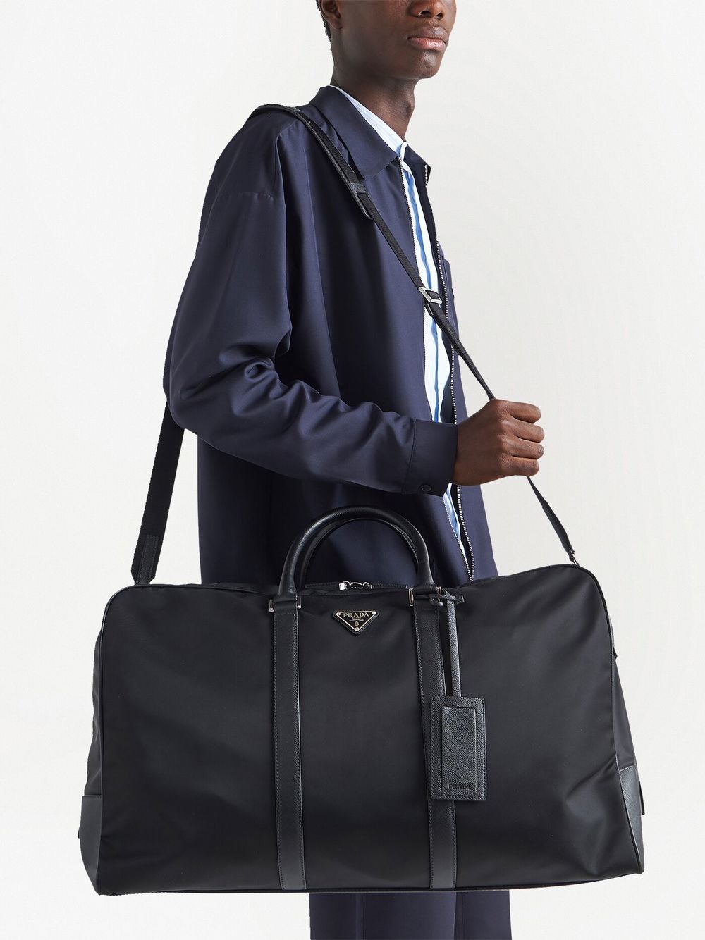 Pra*a logo-patch duffle bag