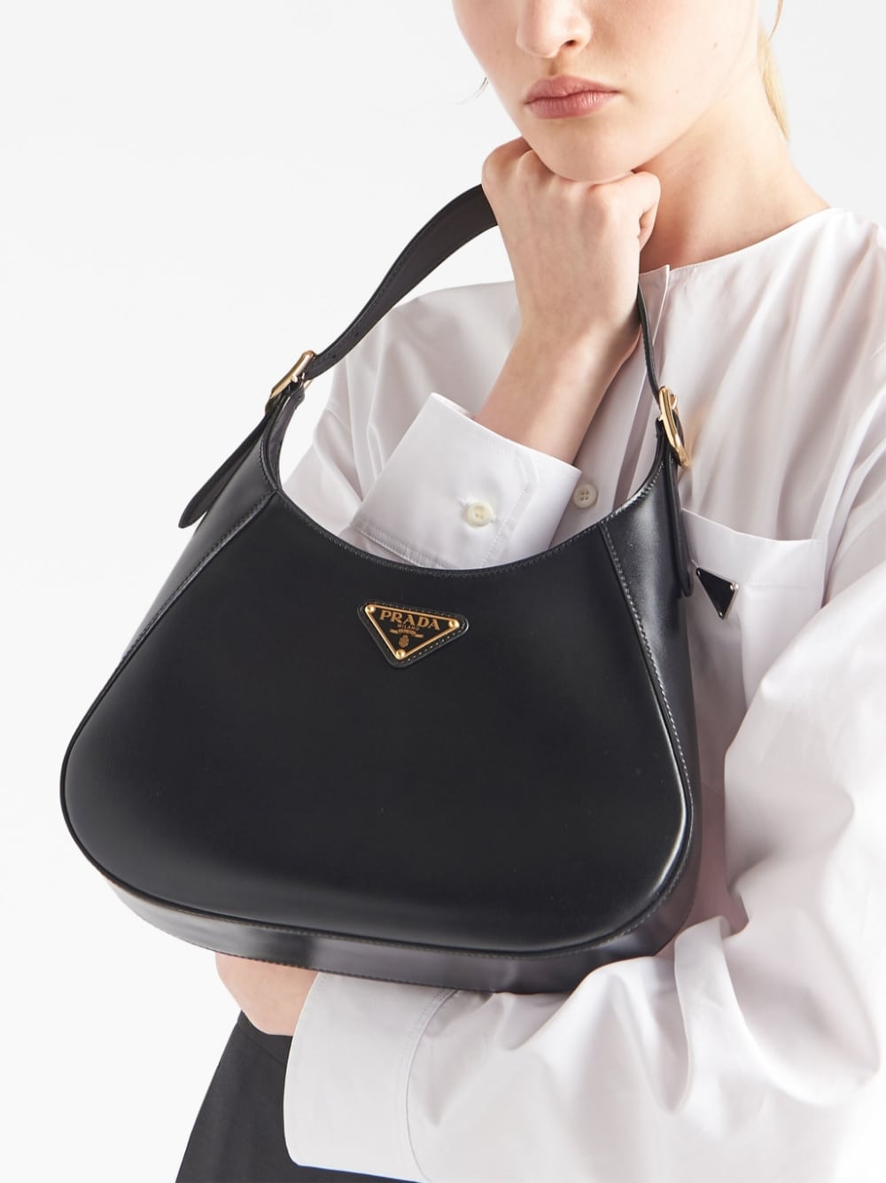 Pra*a leather shoulder bag
