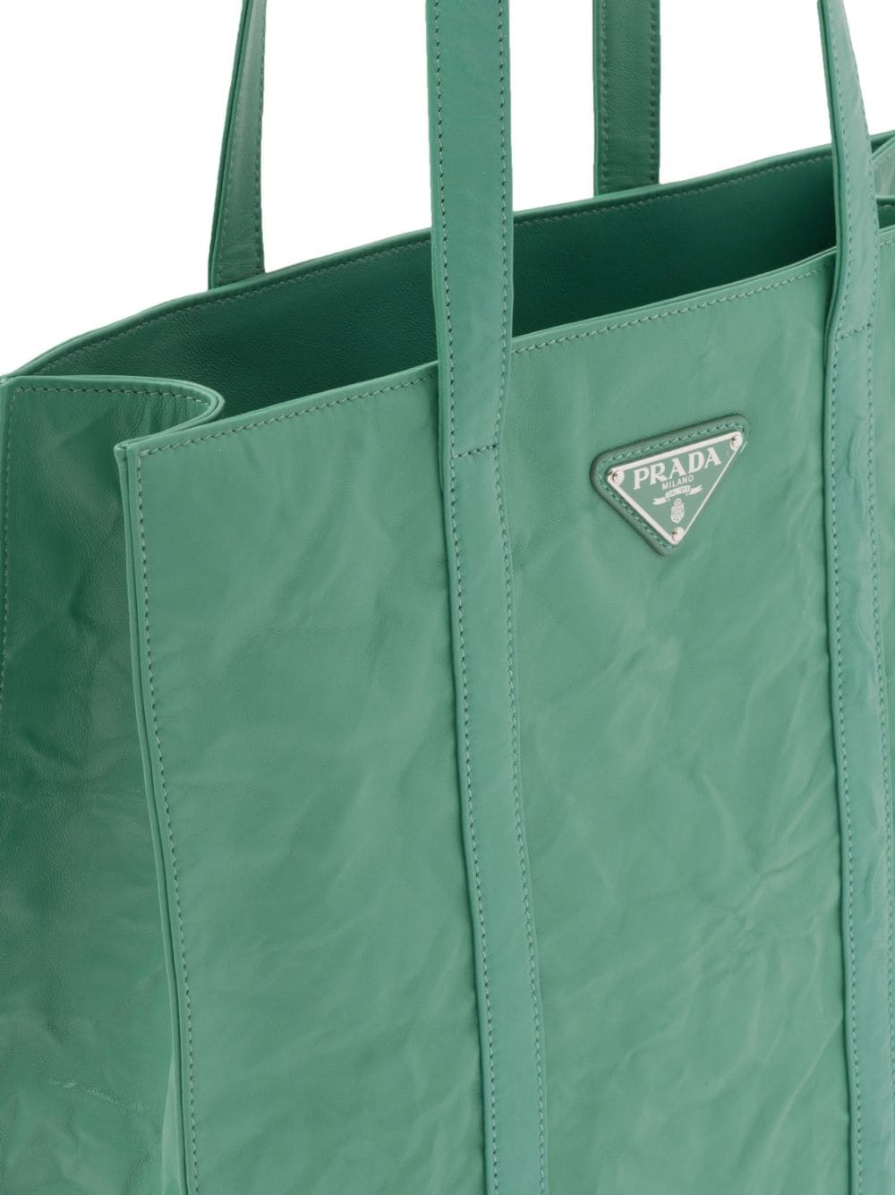 Pra*a small antique nappa leather tote