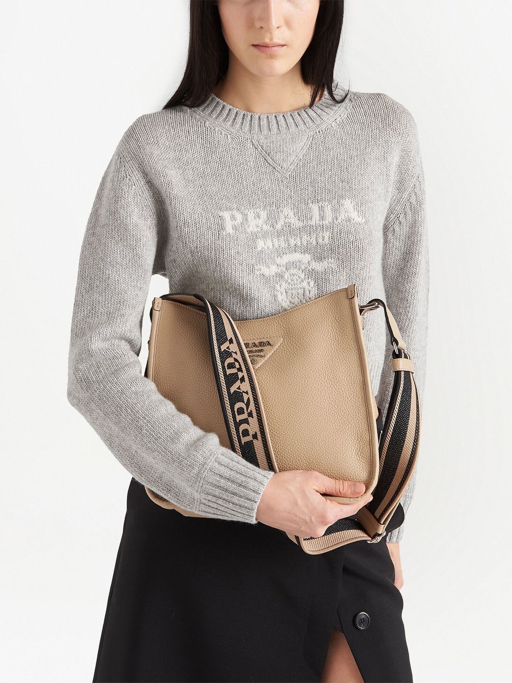 Pra*a triangle-logo hobo shoulder bag