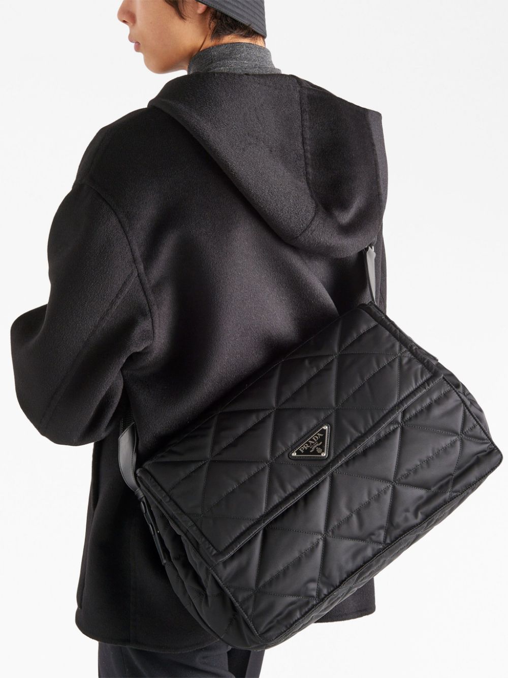 Pra*a re-nylon logo-plaque shoulder bag