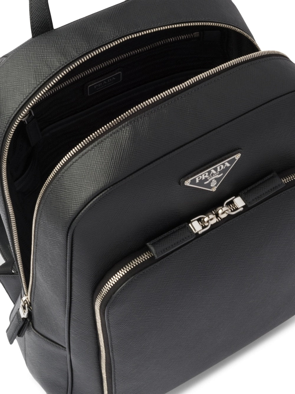 Pra*a saffiano-leather triangle-logo backpack